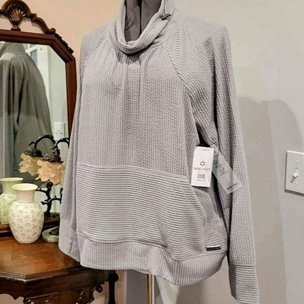 NWT 2X Nine West Active Grey Textured Pullover - Picture 6 of 9